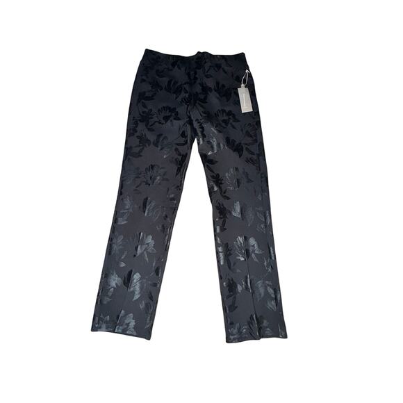 Soft Surroundings Perfect Ponte Pull On Straight Leg Pant Sz M Black Floral NWT - Picture 1 of 8